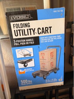 Utility Folding Cart 3- Position Handle Pull Push or Fold