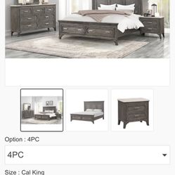 Lisbon Gray Cal King Bedroom 