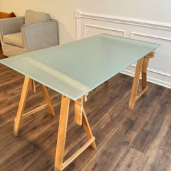 Glass Table w/ trestles 