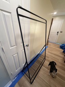Black Metal Clothes Rack with Shelf