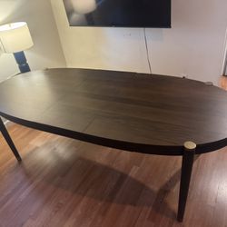 Large oval espresso Dining Table w/extension - Seats 6-8