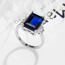 925 Sterling silver blue opal ring 8