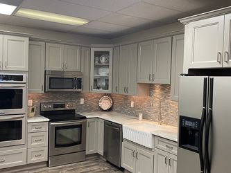 *NEW* Light Grey Kitchen Cabinets - Solid Wood, Plywood Boxes