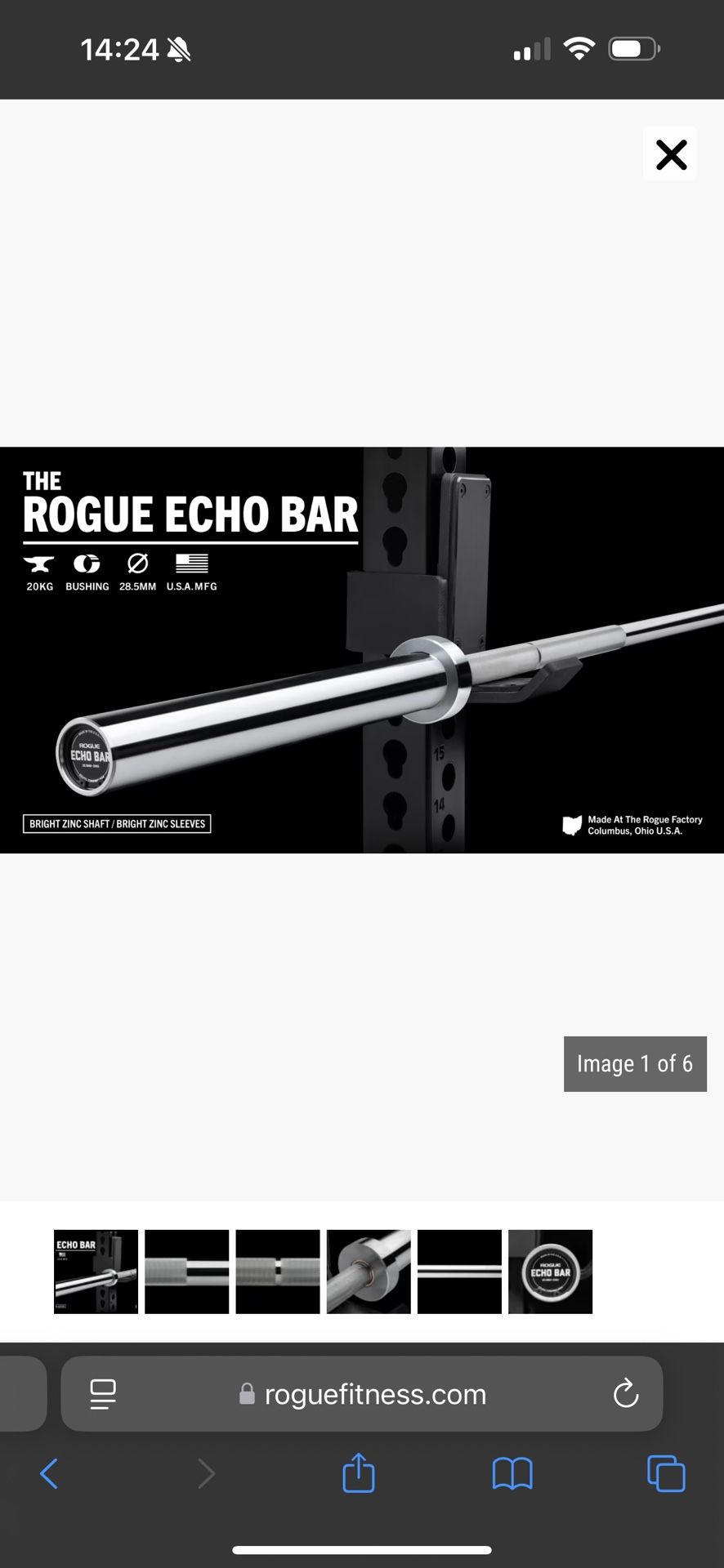 Rogue Echo Bar 2.0, 160lb Echo Bumper Plates