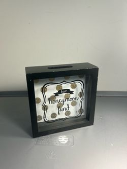 Honeymoon Fund Shadow Box Bank Wedding Savings Money Box Black Gold Decor