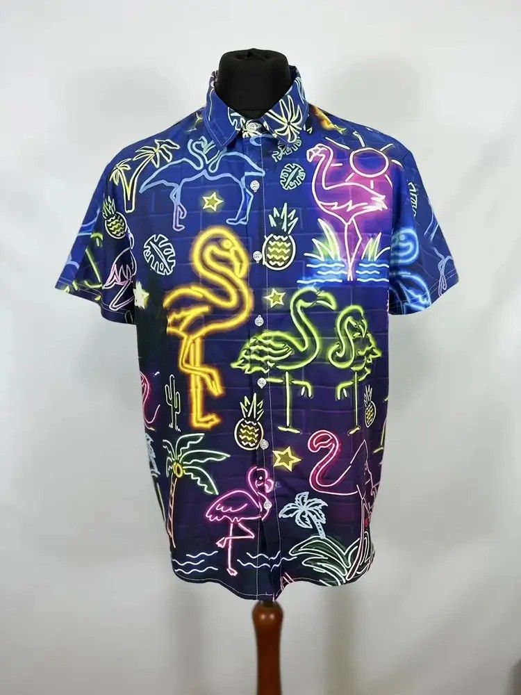 New Short Sleeve Button Down Men's Hawaiian Shirt Top Streetwear Size Xl Extra Large