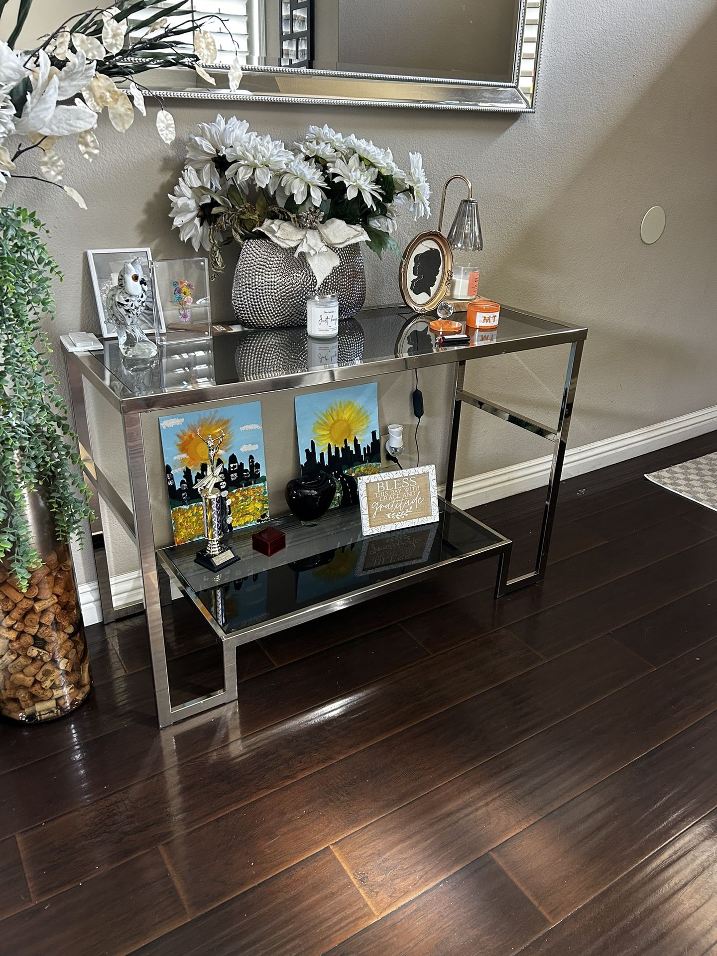 GLASS ENTRYWAY TABLE