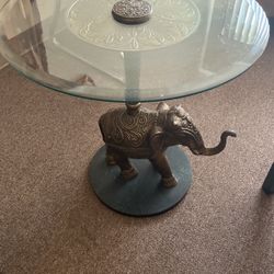 Bronze Elephant Glass Table