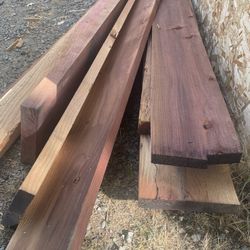 Pile Of Redwood Lumber Boards 