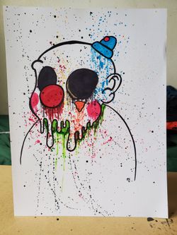 Splatter Clown Ink Drawing