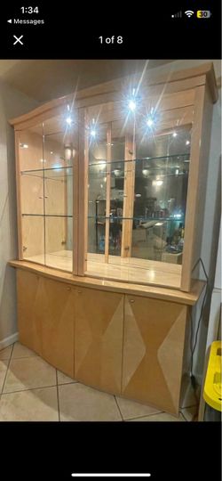 Italian Lighted Display Cabinet with Glass Shelves