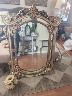 Vintage Gold Mirror. Some peeling. Large