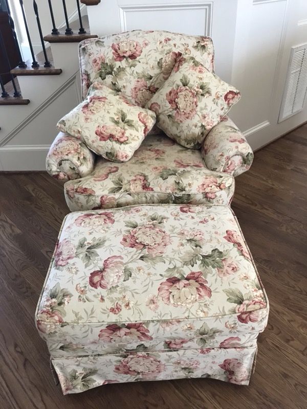 Chair w ottoman and two pillows - $500