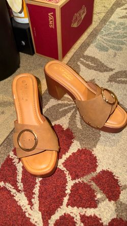 Tan wedge heels