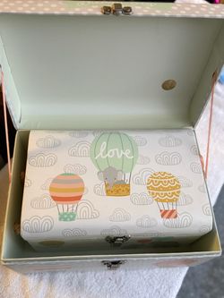 Set of 2 Cute Elephant & Hot Air Balloon Keepsake Storage Boxes