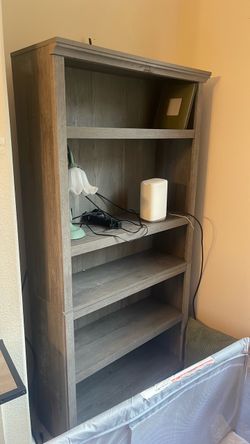 Gray Wood Bookcase with 5 Shelves