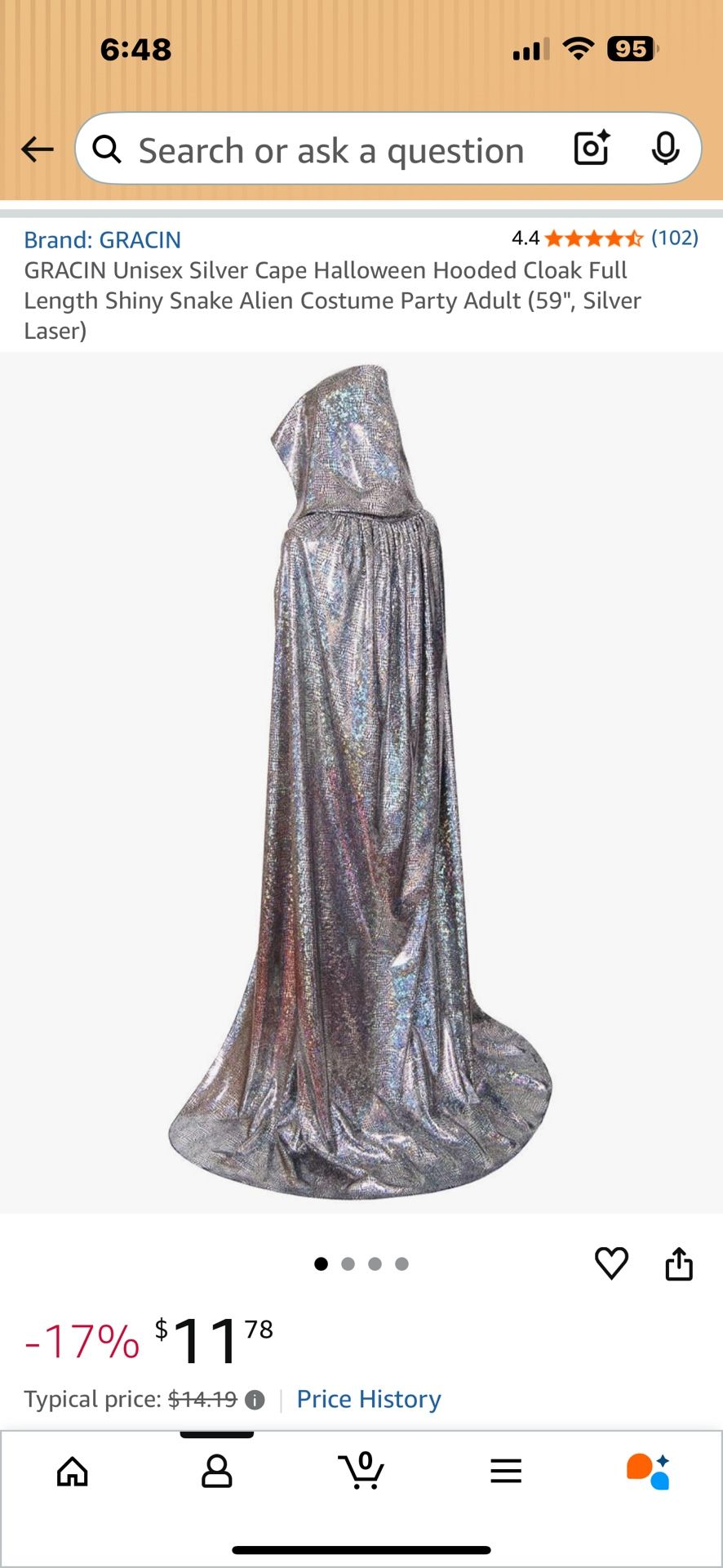 Unisex Silver Cape Large