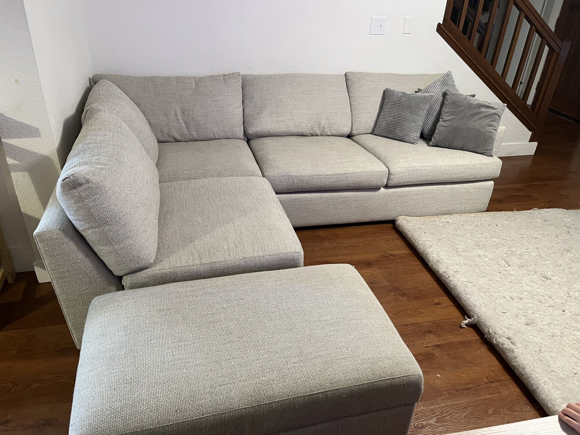 Crate and Barrel Couch and Storage Ottoman