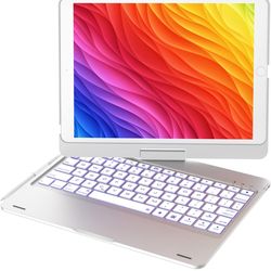 BABG Keyboard Case for iPad 6th/5th 9.7inch, iPad Pro 9.7, iPad Air 2, iPad Air 1,Non-Trackpad,360°Swivel,7 Use Modes,Backlight- Silver  Brand new, Re