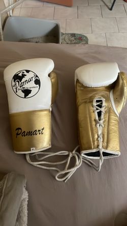 Gold white Pamart boxing gloves