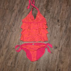 Pink & Orange Justice For Girls Two Piece Swimsuit