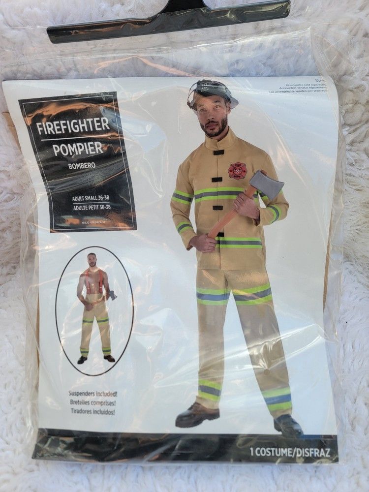 Brand New Firefighter Fire Man. Suit Yourself Dress Up Halloween Adult Costume Small 36-38