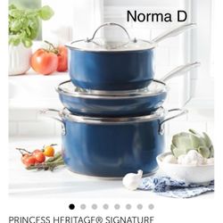 Juego De Ollas Y Sartén De Acero Inoxidable Color Azul Nuevas En Su Caja 🌺 Princess House 🌺 