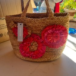Chico's Jute Flower Tote