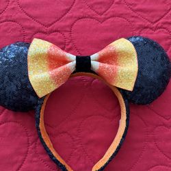 Authentic Disney Parks Candy Corn Minnie Mouse Ear Headband - Halloween Sequin