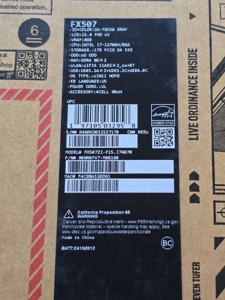 Gaming Laptop Asus TUF F15 Intel Core I7 1TB SSD 16Gb Ram RTX 4070 Open To Trades