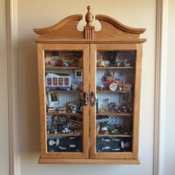 Rare CUSTOM AMAZING Curio Case Filled With Huge Collection of Rare Vintage Miniature Toys & Nick-Knacks 23 In X 16 In Nice!