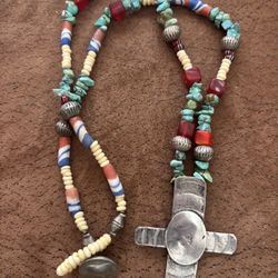 Sterling silver Cross With Turquoise 125.00