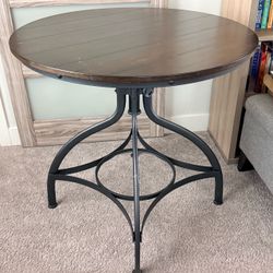 Industrial Adjustable-Height Round Table + 3 Swivel Stools