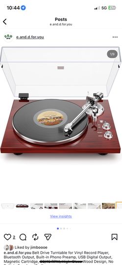 Belt Drive Turntable for Vinyl Record Player, Bluetooth Output, Built-in Phono Preamp, USB Digital Output, Magnetic Cartridge, 33/45 RPM, High-Gloss W