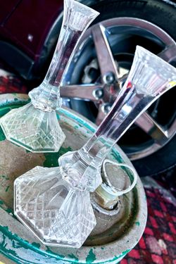 Glass Candlestick Holder Set