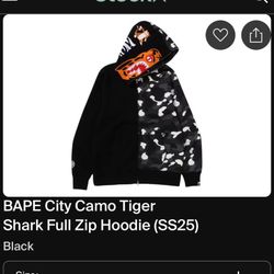 Black And Grey Bape Hoddie