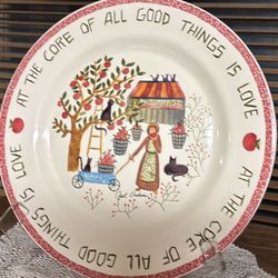 Carol Endres Spirit of Folk 10.75” plate  1997 Enesco Taiwan Amish Apple Orchard 