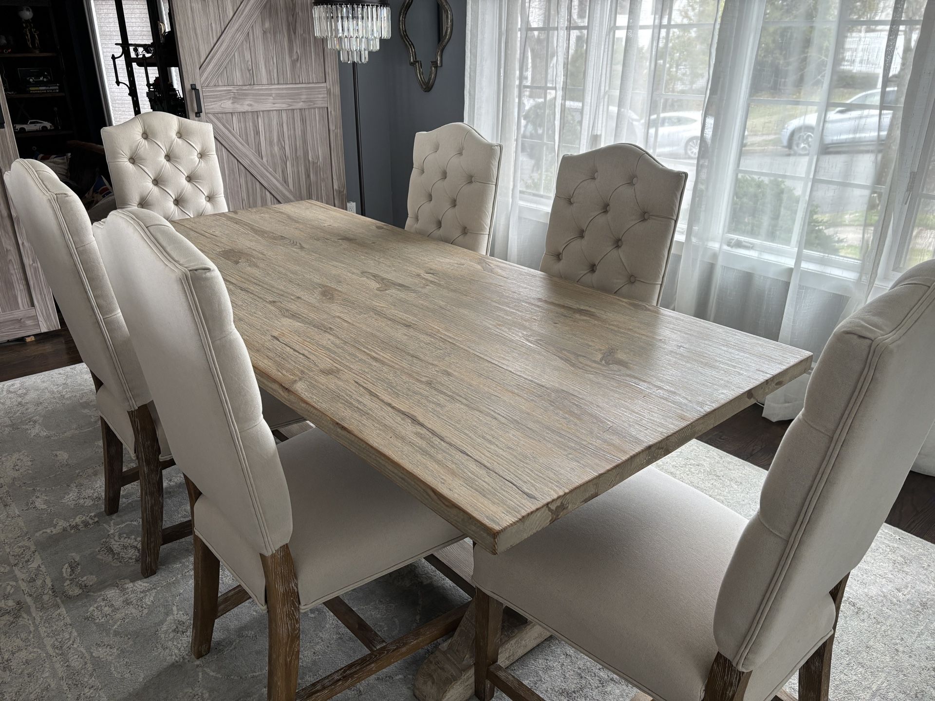 RH Look Solid Wood Dining Room Set