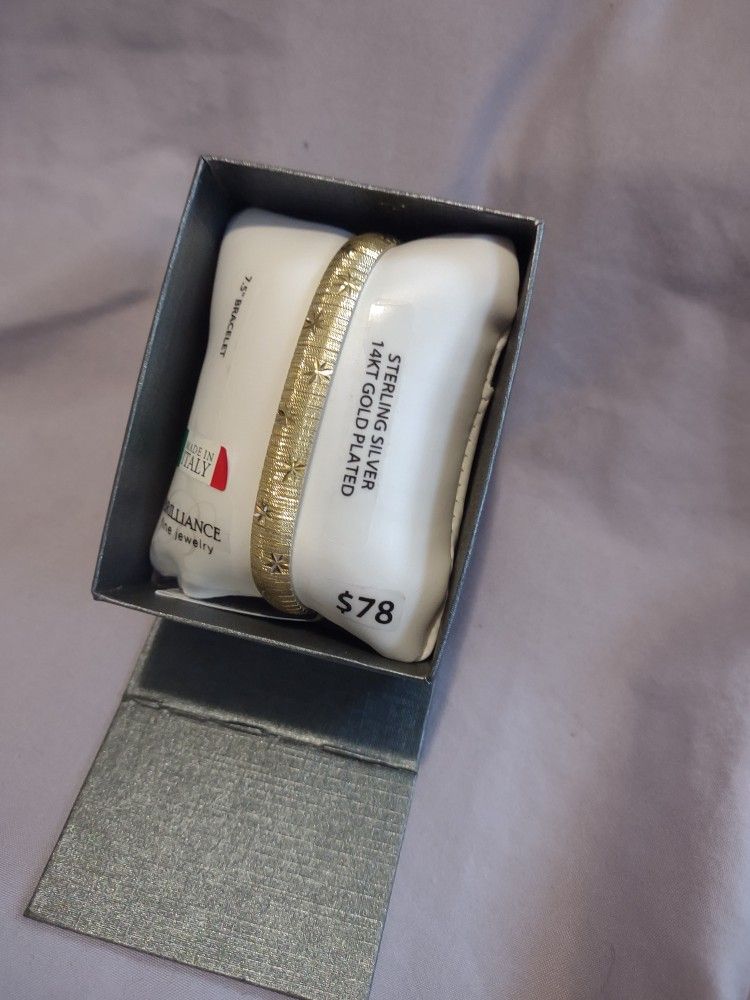 Sterling Silver 14KT Gold Plated 7.5" Bracelet