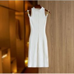 Elegant Cream White Knit Dress