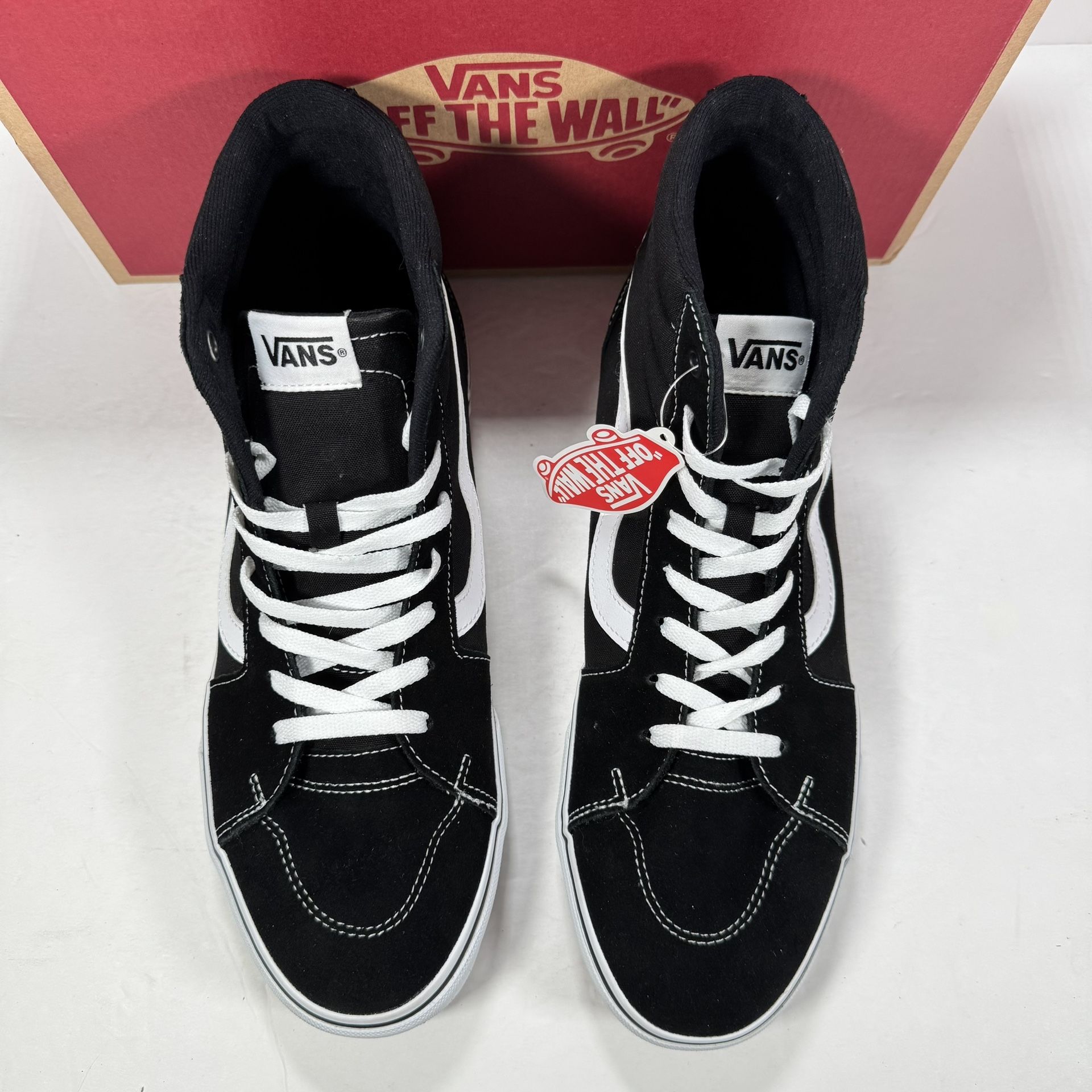 Vans Filmore Hi Suede Canvas Black White Sneakers Men Size 12