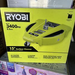 RYOBI 15 in. 3400 PSI Gas Pressure Washer Surface Cleaner with Caster Wheels
