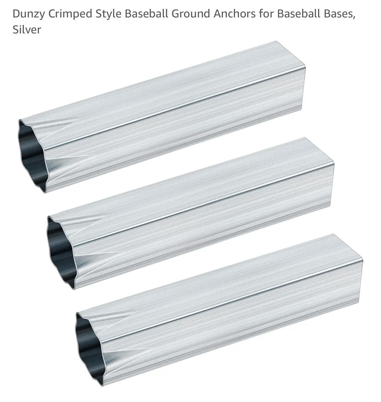 Dunzy Crimped Style Baseball Ground Anchors for Baseball Bases, Silver