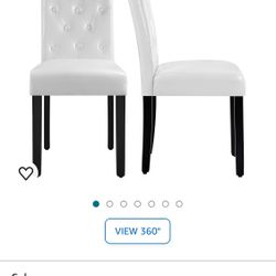 Yaheetech Dining Chairs Kitchen Chair Living Room Chair Restaurant Chair Tufted Leather Chair with Padded Seat and Wood Legs, Set of 2, White