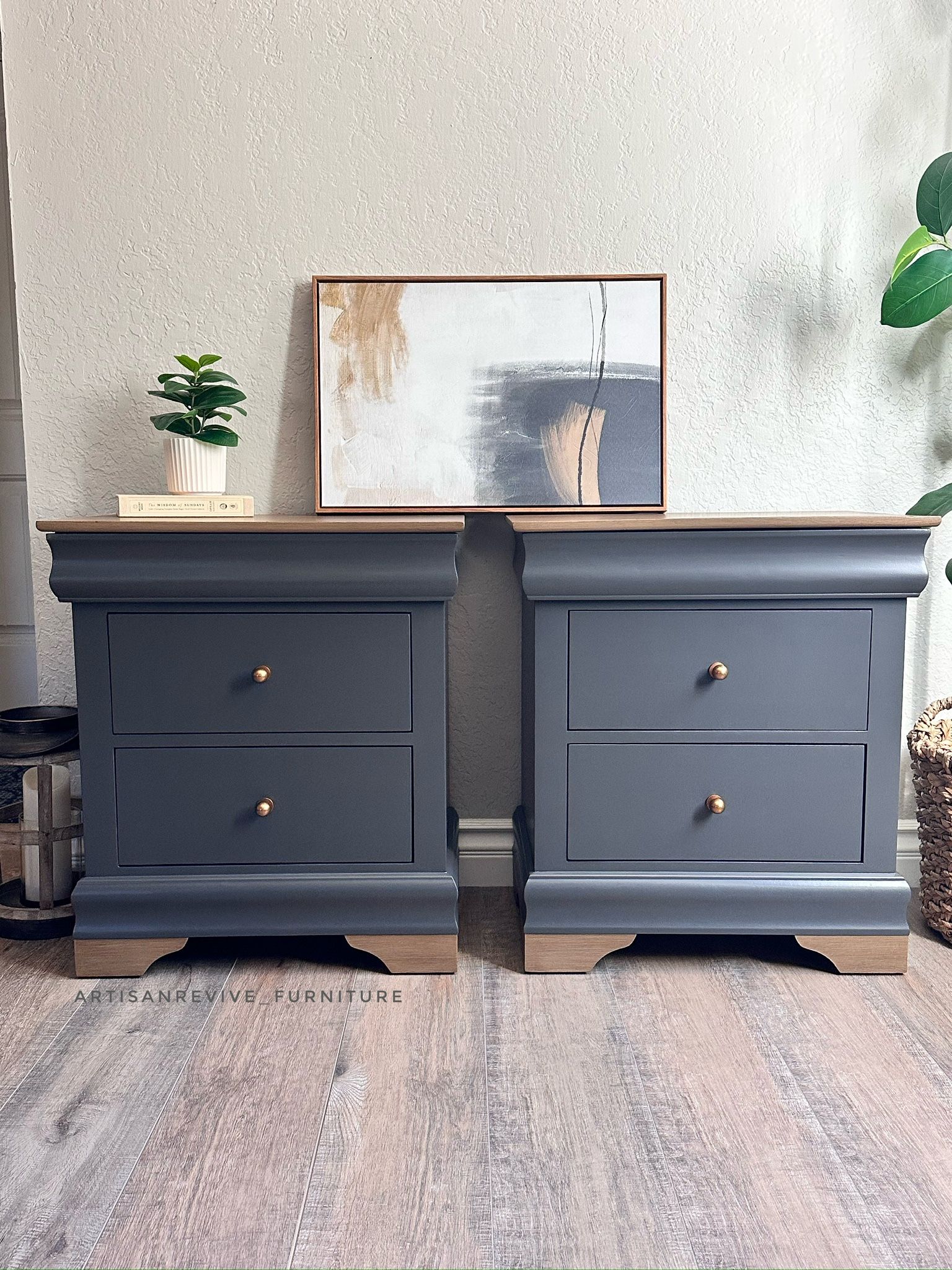 Vintage-Modern Nightstand Set