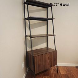 Modern Ladder Bookshelf with Storage Cabinet – 72” Tall