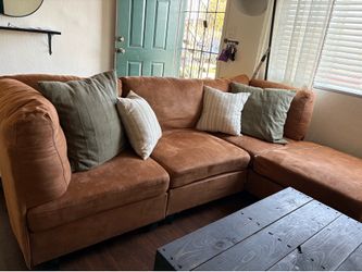 Nina Modern 120 in. 6-Piece Faux Leather Modular Sectional Sofa in. Brown with 2 Ottomans Removable Cushions
