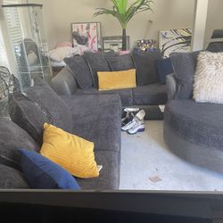 Living room furniture, oval and round glass tables