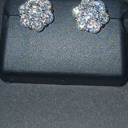 925 silver moissainite screw back earrings
