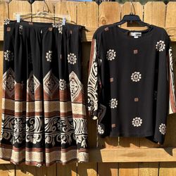 C.M. SHAPES Black/Tan/Cream Skirt Set  wear)   Le